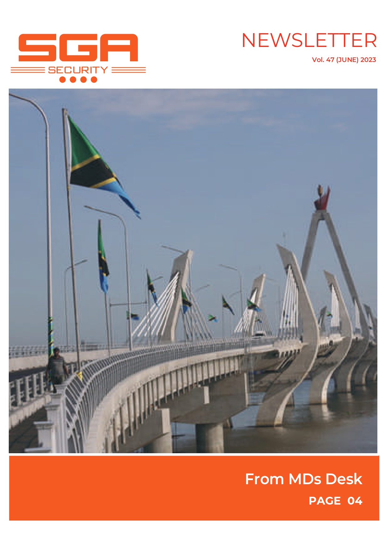 Bridge with Tanzanian flags