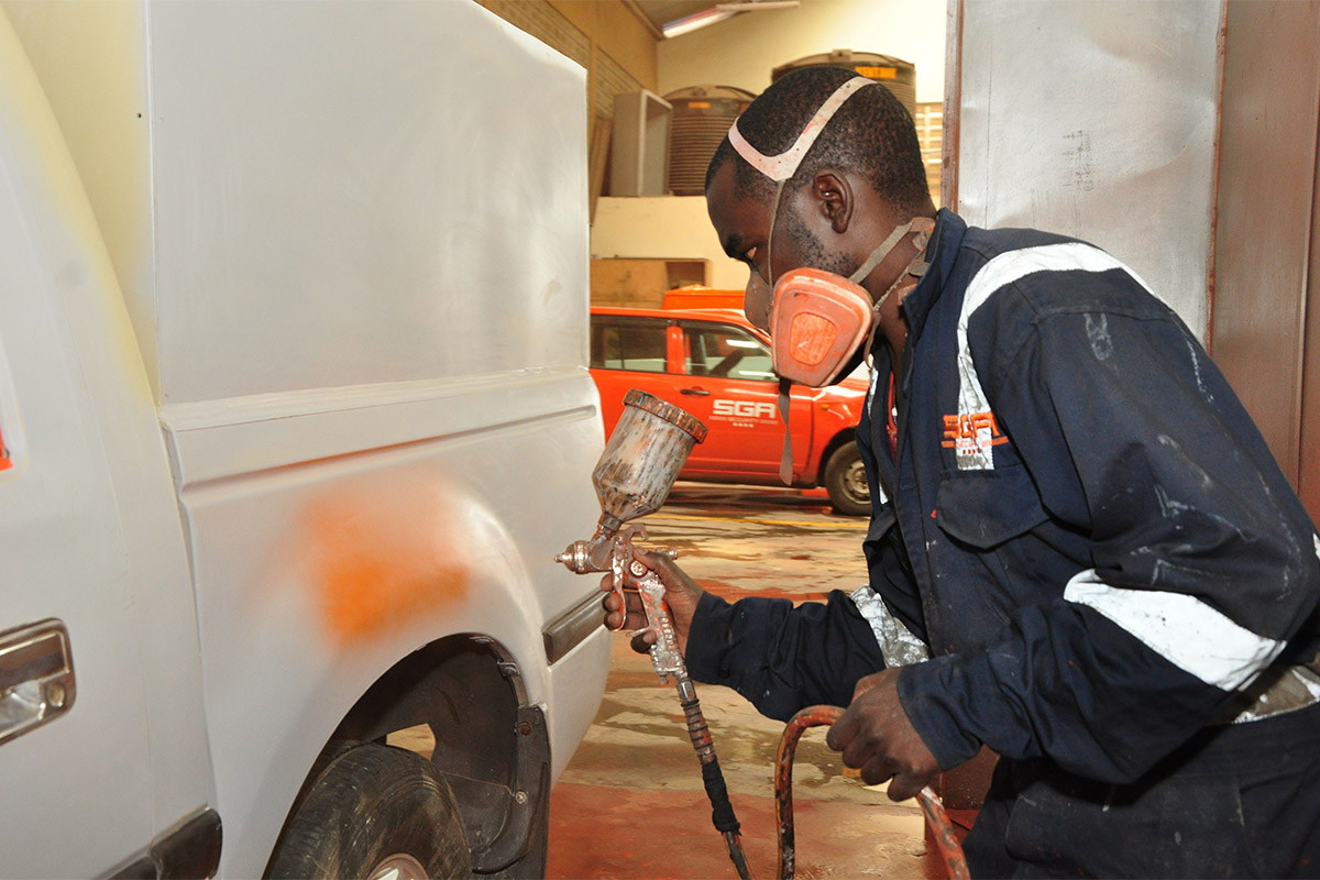 Man working on vehicle