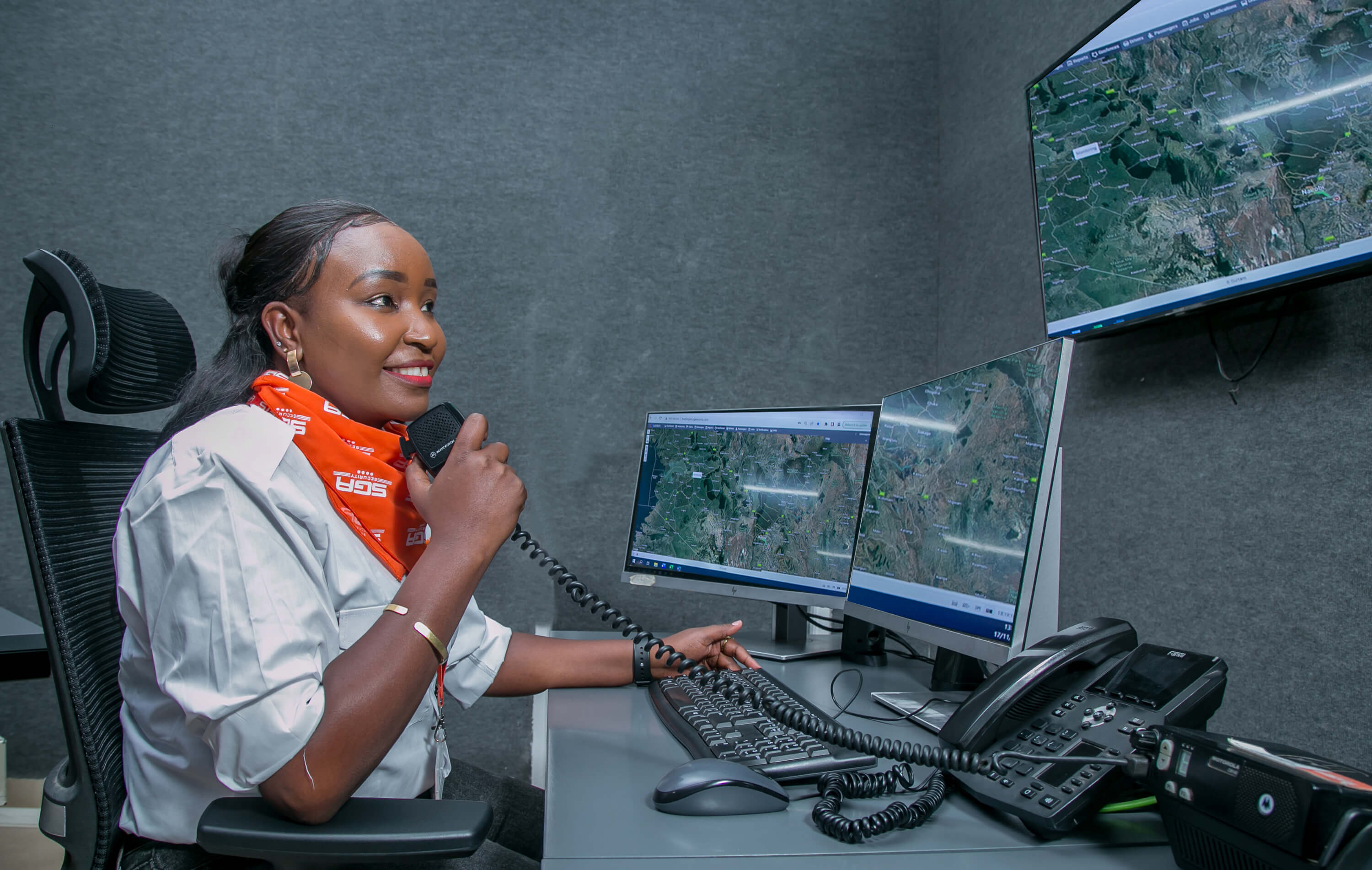 Security personnel handling comms