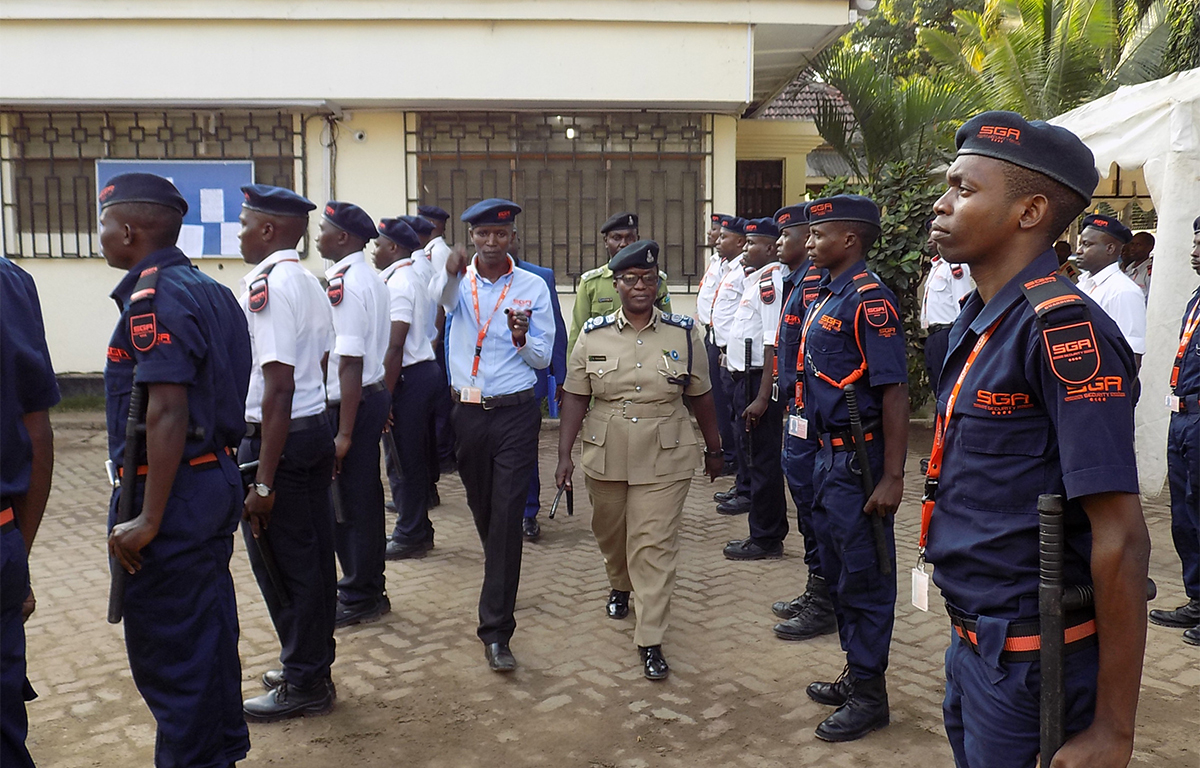 Security personnel in lineup